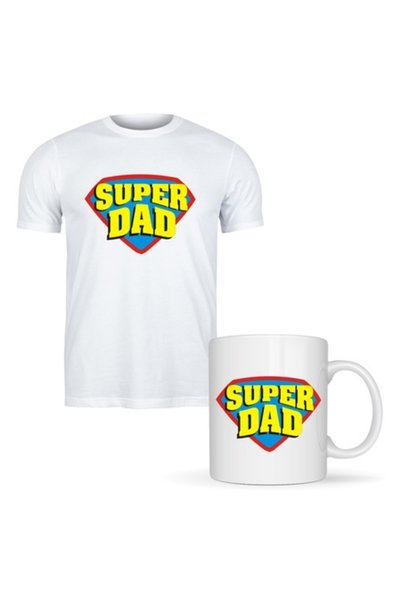 T&M Personalizare Set personalizat tricou + cană - Super Dad, alb, M INTL, 330ml