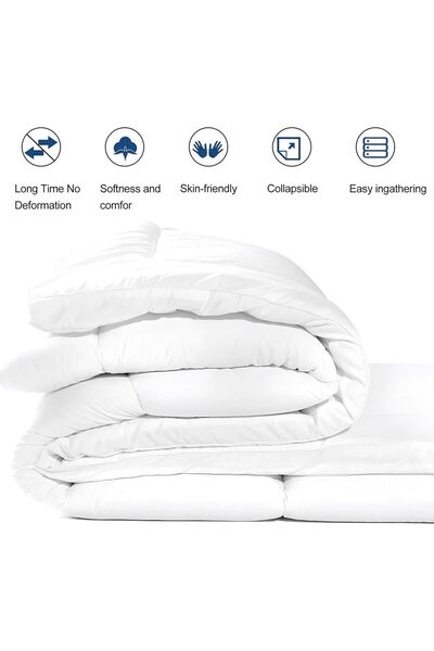 AL SAHIR GARMENT INDUSTRY L.L.C Microfiber Mattress Topper, 5cm Thick (150x200), 90 GSM, Queen, White