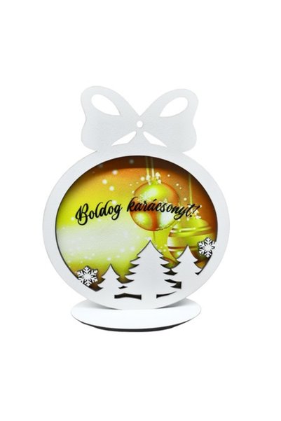 T&M Personalizare Glob decorativ personalizat din lemn „Boldog Karacsonyt” cu...