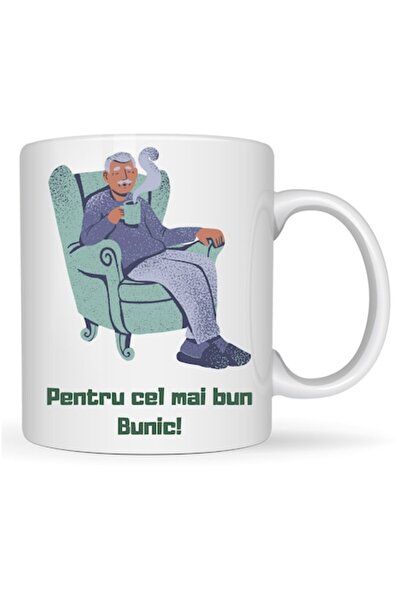 T&M Personalizare Cană personalizată „Pentru cel mai bun bunic”, albă, 330 ml