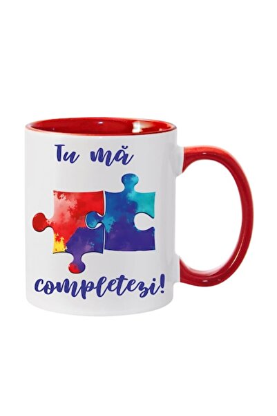 T&M Personalizare Cană personalizată „Mă completezi” v22 — Roșu — 330 ml