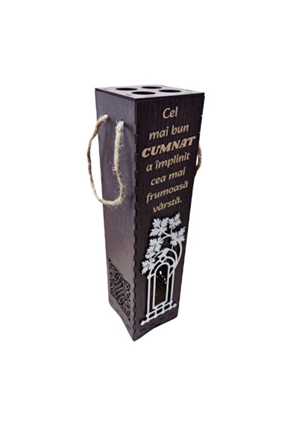 OEM Cutie de vin din lemn - gravat „Cel mai bun cumnat”, 34x34x9 cm, wenge+ar...