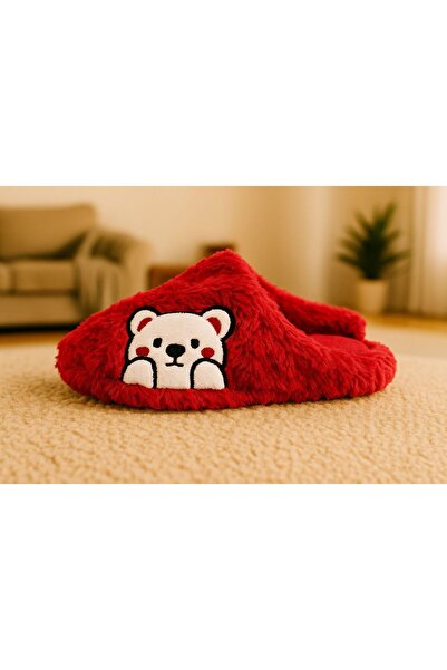 ALB TERLİK AYAKKABI SAN. TİC. LTD. ŞTİ. Women's Plush House Slippers with Bear Figure – Warm, Soft, Bear Motif, Non-Slip Sole and Comfortable Winter Wear