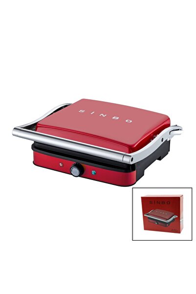 Pazarcan Red Grill and Toaster with Adjustable Temperature, 180 Degree Openab...