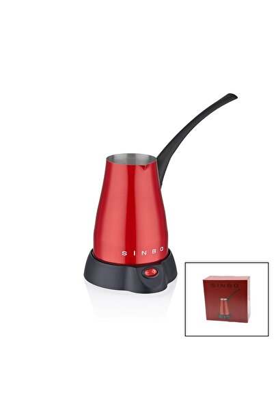 Go İthalat Red Electric Coffee Pot Turkish Coffee Maker 5 Cups - 400ml Chamber Stainless Steel 360 Degree Rotation