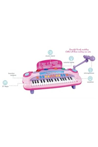 CREATIVE Toy electric piano for kids 2+, 37 keys with microphone, plastic, XL 49x21x28 cm, pink