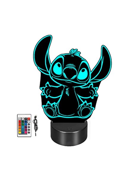 T&M Personalizare Lampă LED Stitch, efect 3D, telecomandă, tactil, acril, mul...