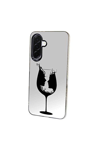 PrintiFy Metallic Look Matte Silicone Case with Wine Glass Design Compatible with Samsung Galaxy A36