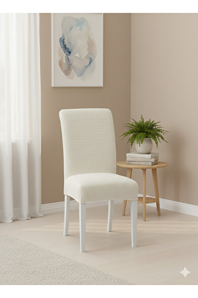 OSIO Pitikare Sandalye Kılıfı Esnek Pamuklu Kumaş 1 Adet Yıkanabilir Krem