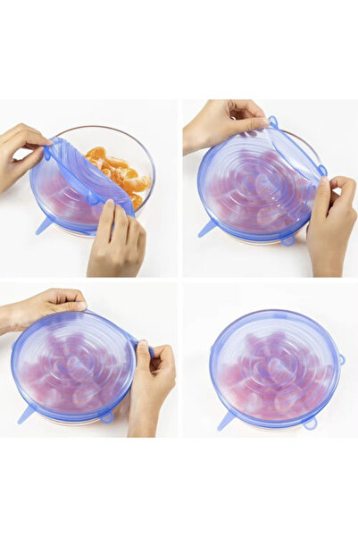 ISO TRADE Set of 6 Reusable Silicone Lids, Universal, Blue