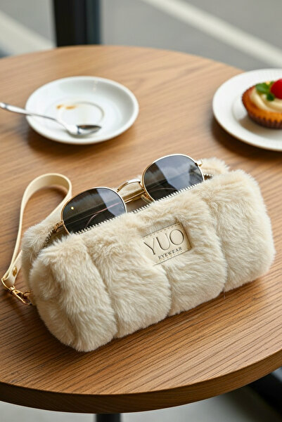 yuoeyewear YUO Krem Peluş Çok Amaçlı Kılıf – Gözlük, Kalemlik, Makyaj Çantası...