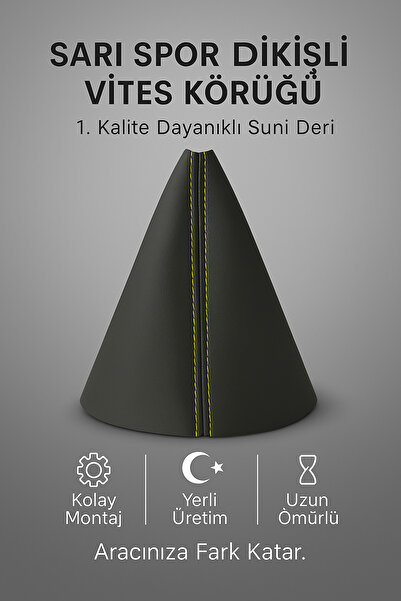 AutoDesign Skoda Yeti Black Artificial Leather Yellow Sport Stitching Gear Shift Boot