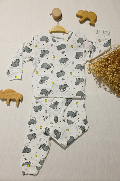 Vivolas 100% Cotton Baby Set with Snap Fasteners on the Shoulders, Unisex, 2-Piece, Top and Bottom, Monthly Sizes 3-6-9-12 Months