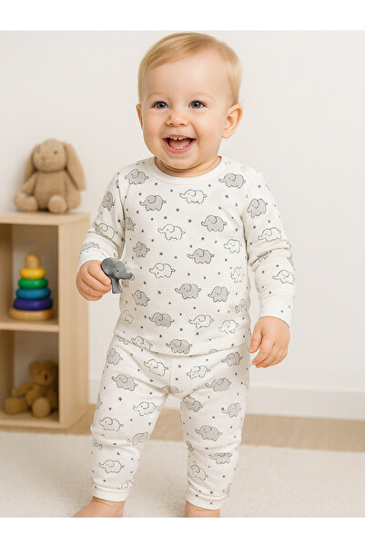 Vivolas 100% Cotton Baby Set with Snap Fasteners on the Shoulders, Unisex, 2-Piece, Top and Bottom, Monthly Sizes 3-6-9-12 Months