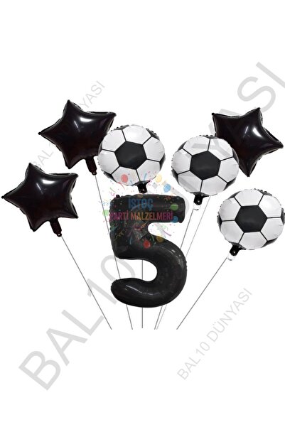 İSTOÇ PARTİ Number Star Soccer Ball Patterned Foil Balloon Set Age 5