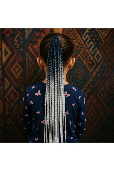 YASEMİN KAPLAN Black and White Ombre Braided Elastic Hair Tie – Children's Br...