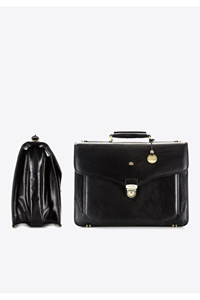 Wittchen Servietă bărbătească din piele cu margini întărite, neagră, piele