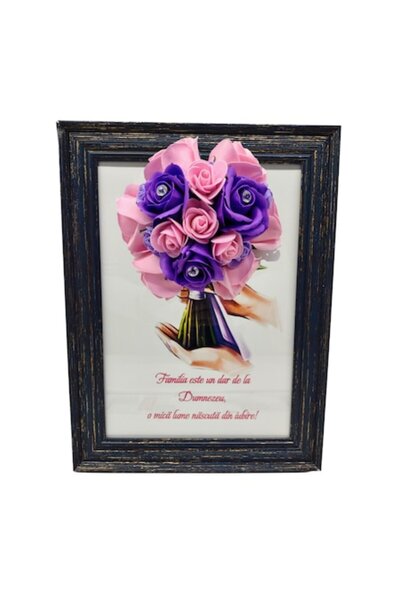 T&M Personalizare Tablou înrămat A4 (30x21 cm) - „Familia este un dar de la D...