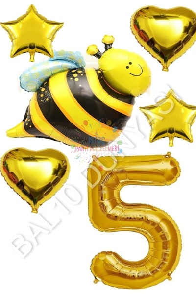 Generic Brand Bee Character Star Heart Foil Balloon Party Set Age 5