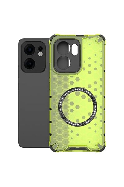 OPPO HoneyComb Case for Reno13 F, Magnet MagCase, AntiDrop Corners, Green