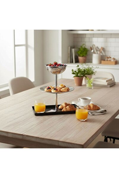 Casco طبق تقديم ثلاثي الطبقات بقاعدة مستطيلة