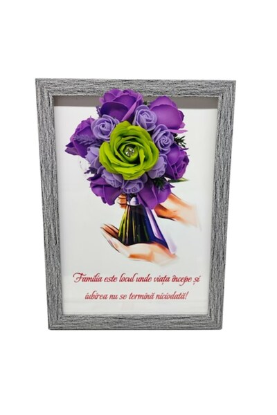 T&M Personalizare Tablou înrămat A4 (30x21 cm) – „Familia este locul unde via...