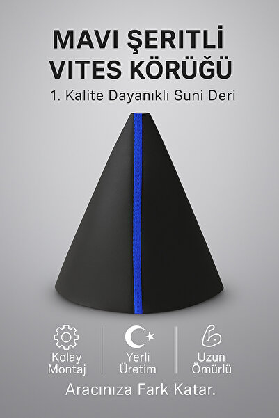 AutoDesign Peugeot Rifter Black Artificial Leather Blue Stripe Sport Stitching Gear Shift Boot