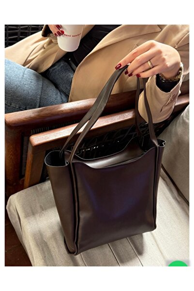 Yegane Geantă de umăr casual de culoare maro din piele artificială