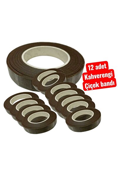 Mutkin Kahverengi Çiçek Bandı 1 paket 12 adet, Şönil çiçek sarma, hobi ,buket...
