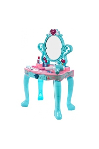CREATIVE Make-Up Table with Mirror for Children 3+, Lights and Sounds, 14 Accessories, 45 x 30 x 72 cm, Turqu