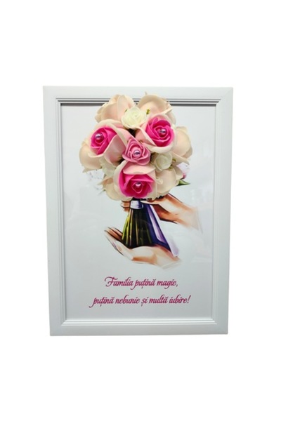 T&M Personalizare Tablou înrămat A4 (30x21 cm) - „Familie: puțină magie, puți...