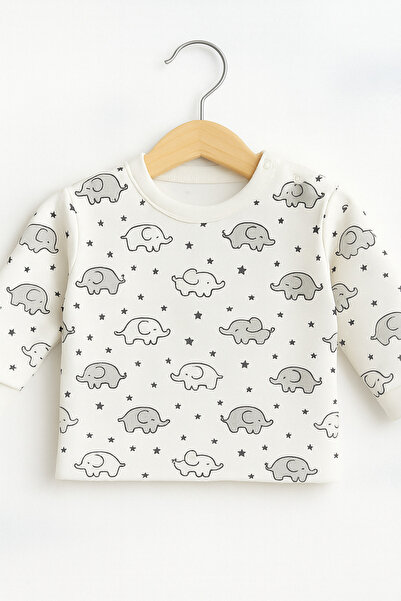 Vivolas 100% Cotton Baby Set with Snap Fasteners on the Shoulders, Unisex, 2-Piece, Top and Bottom, Monthly Sizes 3-6-9-12 Months