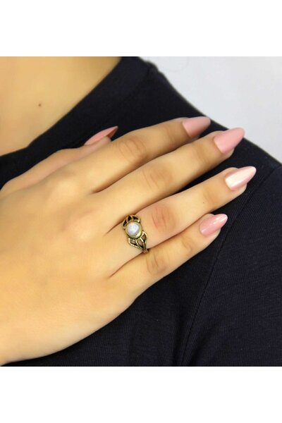 esha Natural Stone Moonstone Natural Stone Antique Model Women's Adjustable Ring Euy79Ay