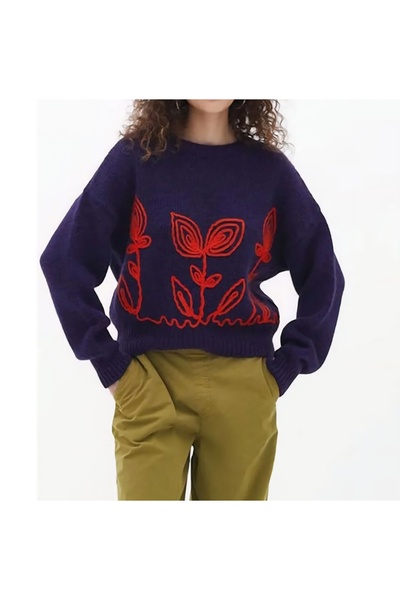 DİMA Embroidery Detailed Long Sleeve Sweater