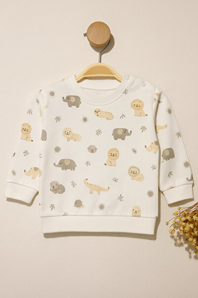 Vivolas 100% Cotton Baby Set with Snap Fasteners on the Shoulders, Unisex, 2-Piece, Top and Bottom, Monthly Sizes 3-6-9-12 Months