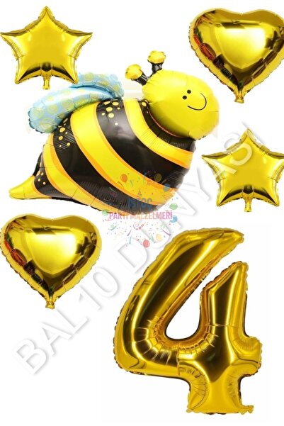 İSTOÇ PARTİ Bee Character Star Heart Foil Balloon Party Set Age 4
