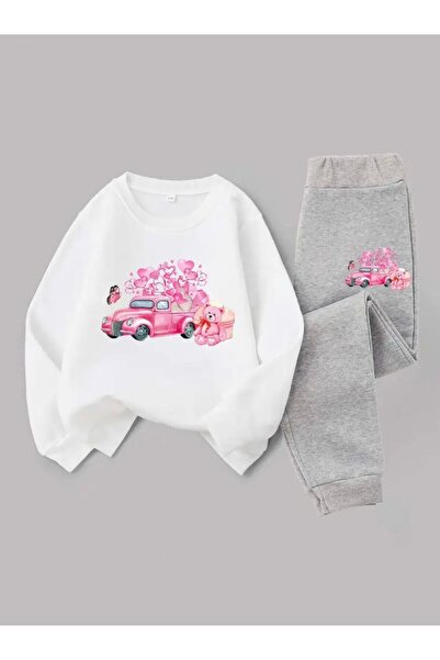 No Plan Розова суитшърт с принт на сърца за момичета