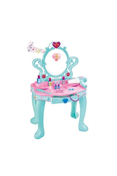 CREATIVE Make-Up Table with Mirror for Children 3+, Lights and Sounds, 14 Accessories, 45 x 30 x 72 cm, Turqu