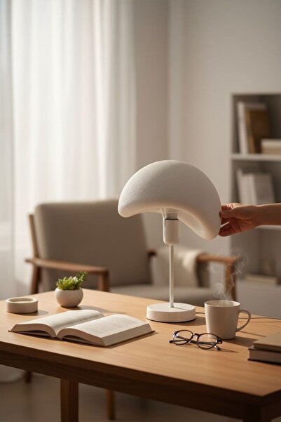 NESTVİBE Concrete Look Modern Table Lamp Metal Body Lampshade Bedroom and Living Room Decorative Lighting