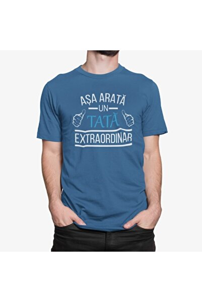 Tricou Destept Tricou personalizat „Așa arată un tată extraordinar” - Albastr...