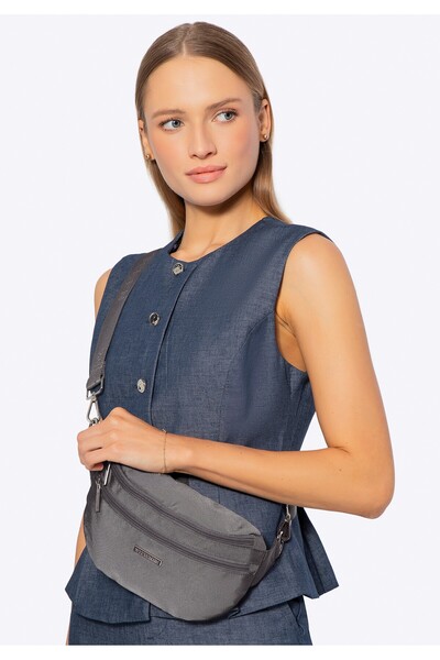 Wittchen Women's Polyester Waist Bag with Detachable Strap, Gray, Gray Polyester