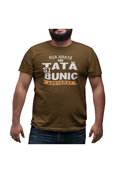 Tricou Destept Tricou personalizat „Tată și bunic adevărat”, kaki, XL