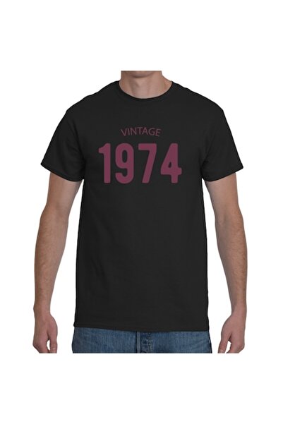 Tricou Destept Tricou personalizat Vintage 1974, negru, 2XL