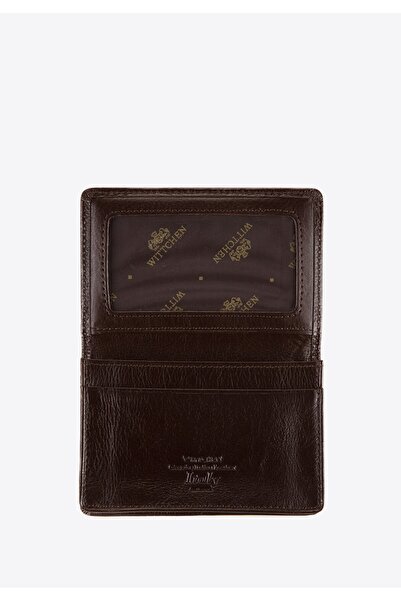 Wittchen Men's Leather Business Card Case, Horizontal, Dark Brown, Leather