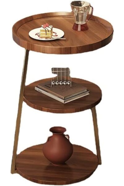 Twinkle Mart Luxurious 3-Tier Corner Coffee Side Table (Walnut)