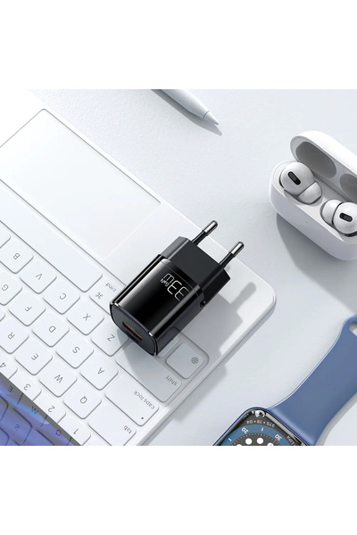 Mcdodo CH-0151 33W Gan PD 1x USB 1x Type-C Mini Hızlı Şarj Adaptörü - Siyah