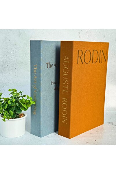 BAK GEL AL Premium Kumaş Kaplama Dekoratif Kitap Kutusu Seti, Siyah, Hardal B...