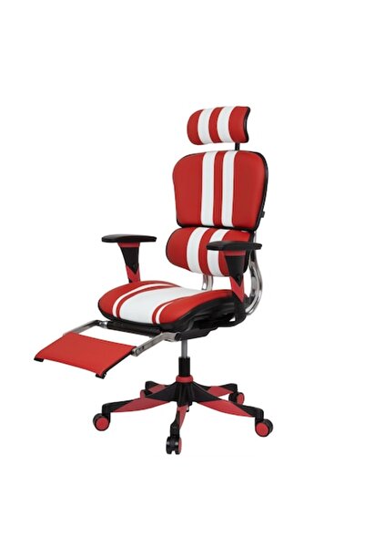 Ergohuman QMOBILI Mars Ergofit Red and White gaming chair, microfiber leather, with 2D headrest, lumbar suppor