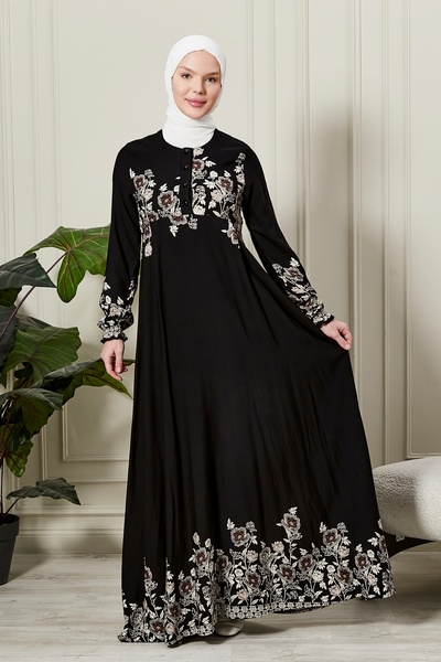 fistan Mevlana Φούστα Βισκόζη Ύφασμα Hijab Ρούχα Μητέρα Φόρεμα Προσευχής Φαρδιά Μοτίβο Hijab Φόρεμα