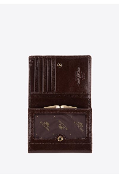 Wittchen Portofel mediu din piele pentru femei, maro închis, piele